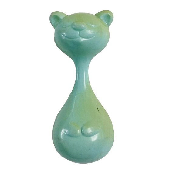 Vintage Hard Plastic Celluloid Monkey Baby Rattle Toy Green Infant - Picture 2 of 5